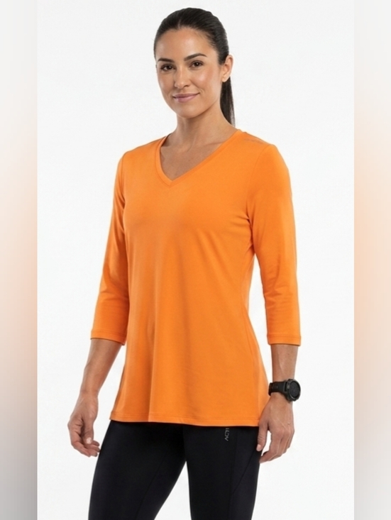 Susan Graver Tops - NWOT Susan Graver Orange V-Neck 3/4 Sleeve Top Size M